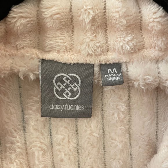 Daisy Fuentes, Quarter Zip Fluffy Faux Fur Sweater, Soft Pink, Medium, USED - Picture 5 of 6